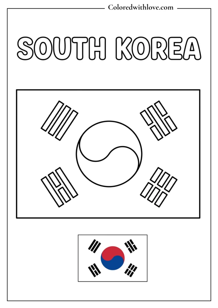 south korea flag coloring page
