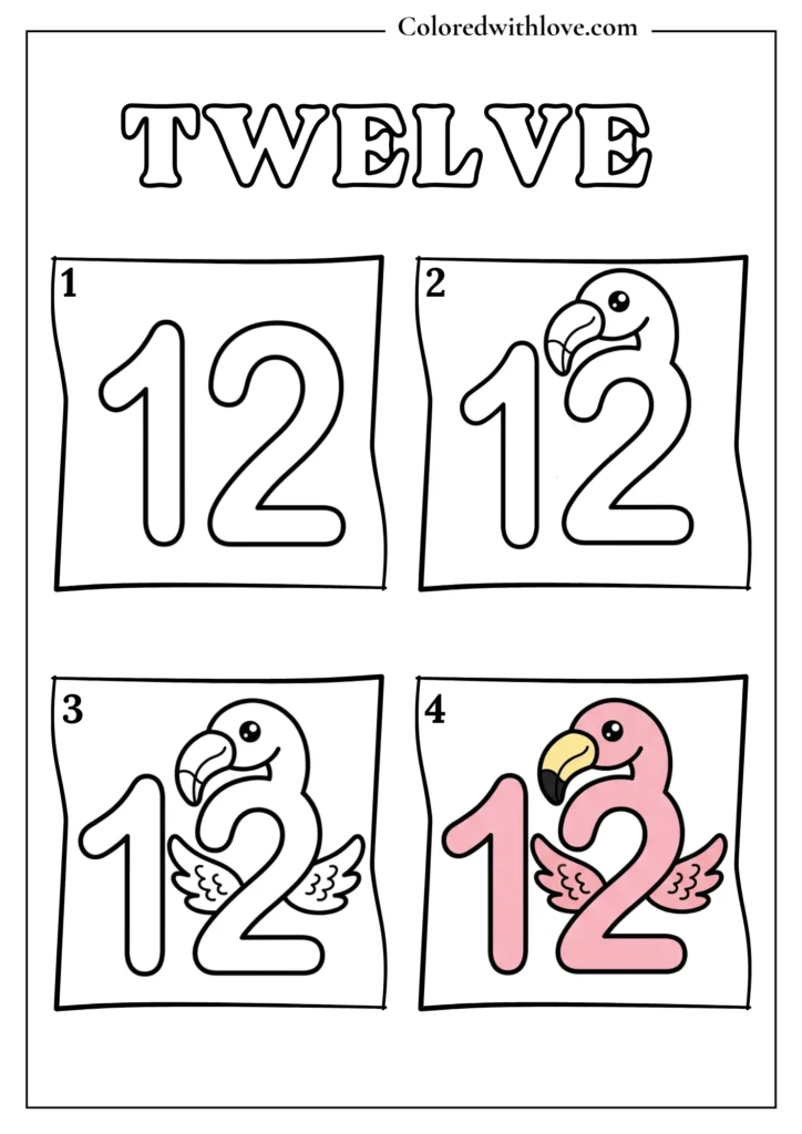 Drawing From Numbers coloring pages Twelve Worksheet