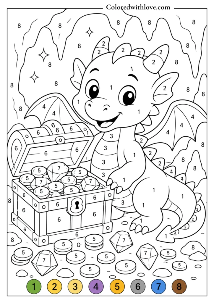 Color by Number cute fox printable coloring activity for children