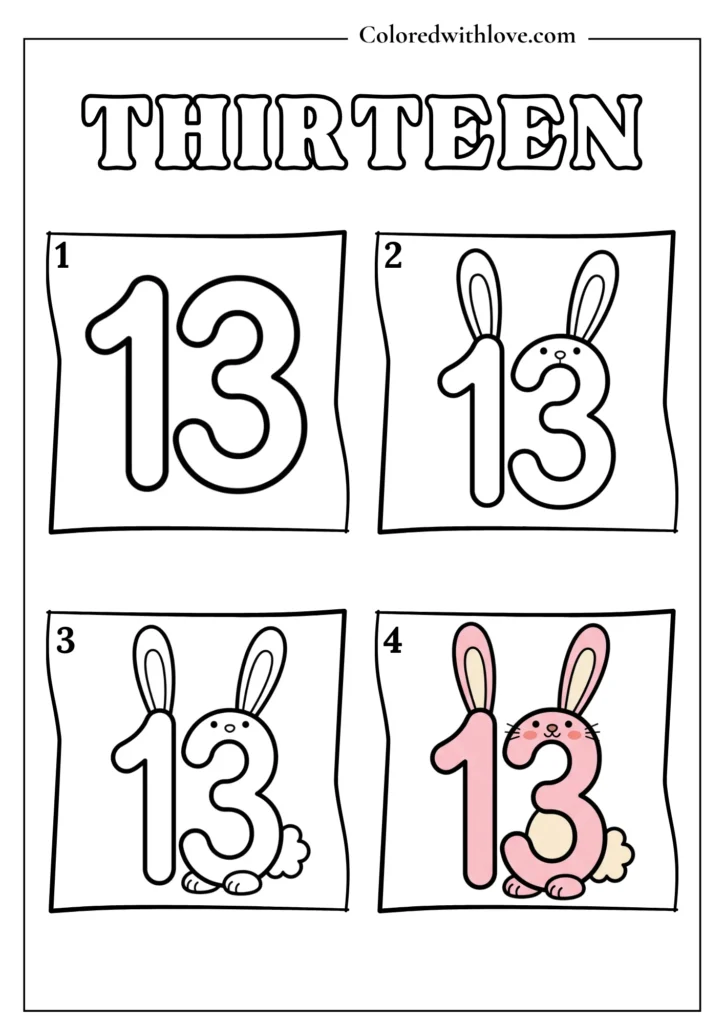 Drawing From Numbers coloring pages Thirteen Worksheet