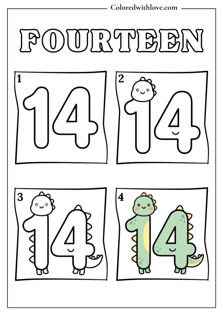 Drawing From Numbers coloring pages Fourteen Worksheet