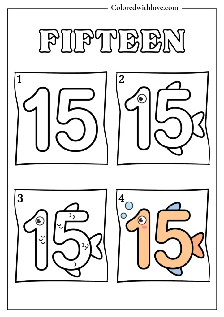 Drawing From Numbers coloring pages Fifteen Worksheet