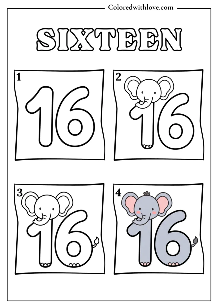 Drawing From Numbers coloring pages Sixteen Worksheet