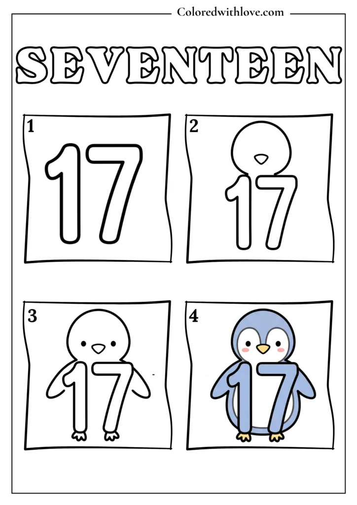 Drawing From Numbers coloring pages Seventeen Worksheet
