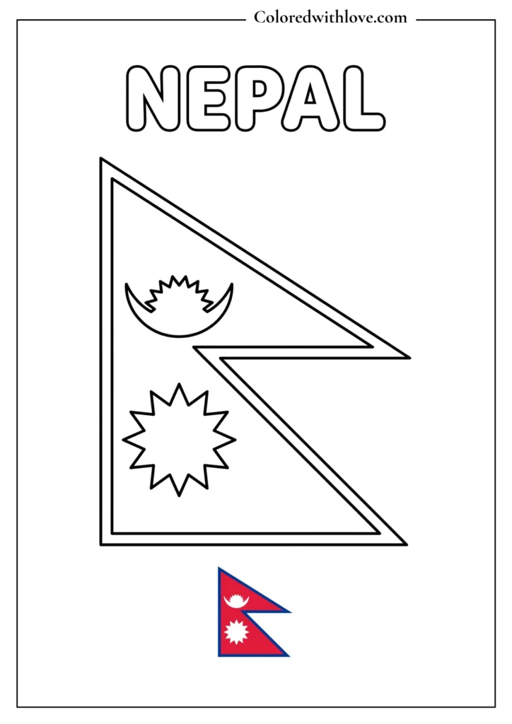 nepal flag coloring page