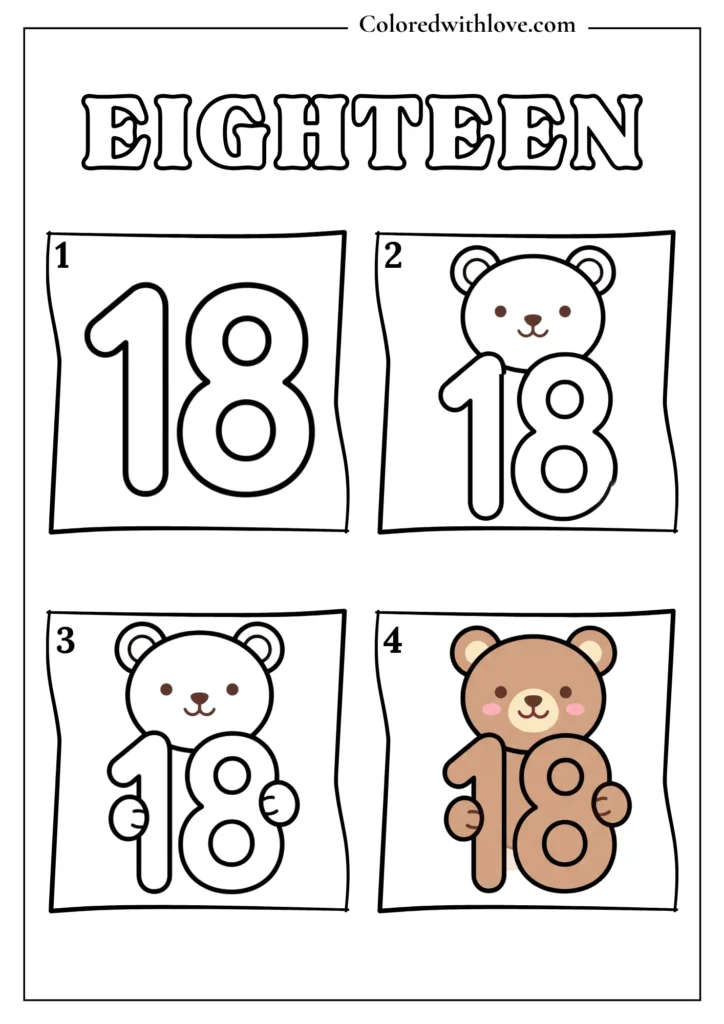 Drawing From Numbers coloring pages Eighteen Worksheet