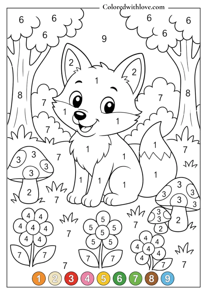 Color by Number adorable kitten printable coloring activity
