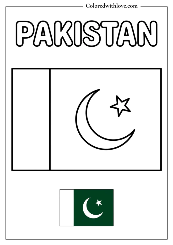 pakistan flag coloring page