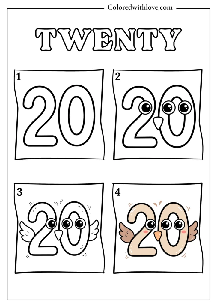 Drawing From Numbers coloring pages Twenty Worksheet
