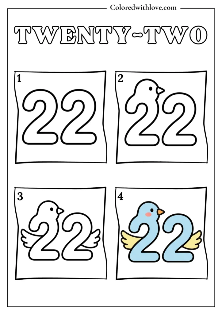 Drawing From Numbers coloring pages Twenty-Two Worksheet