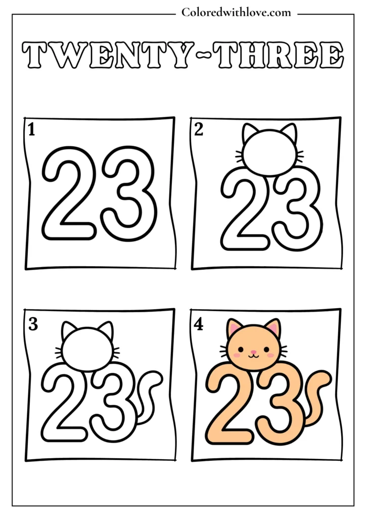 Drawing From Numbers coloring pages Twenty-Three Worksheet