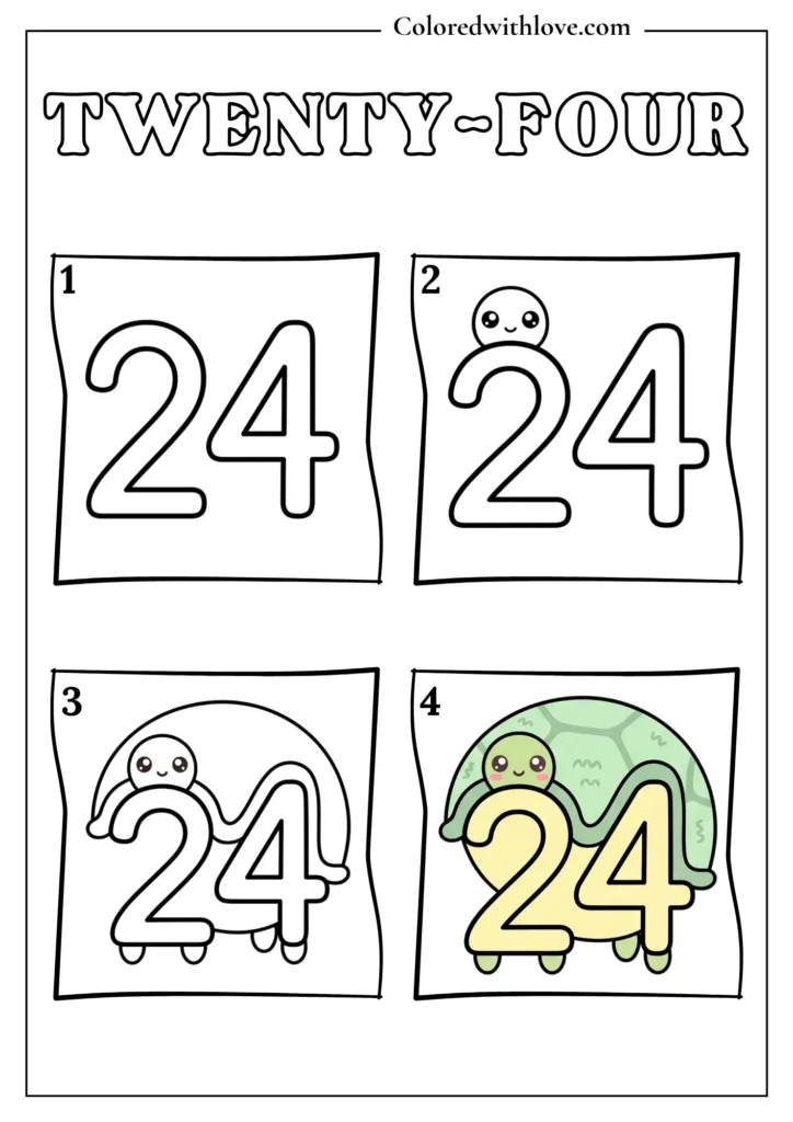 Drawing From Numbers coloring pages Twenty-Four Worksheet