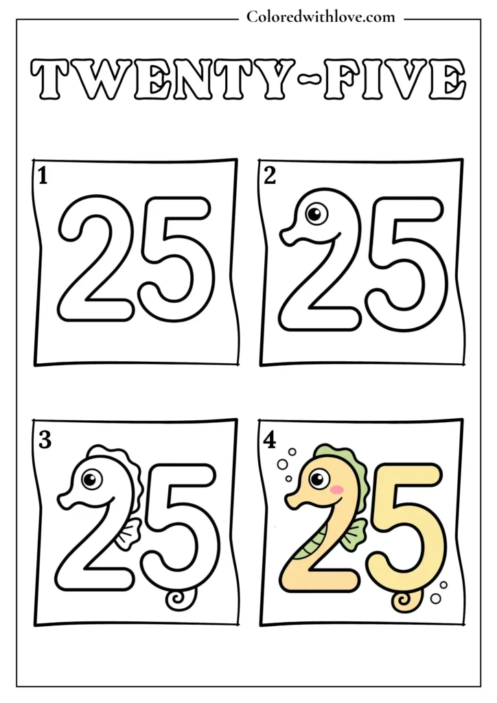 Drawing From Numbers coloring pages Twenty-Five Worksheet
