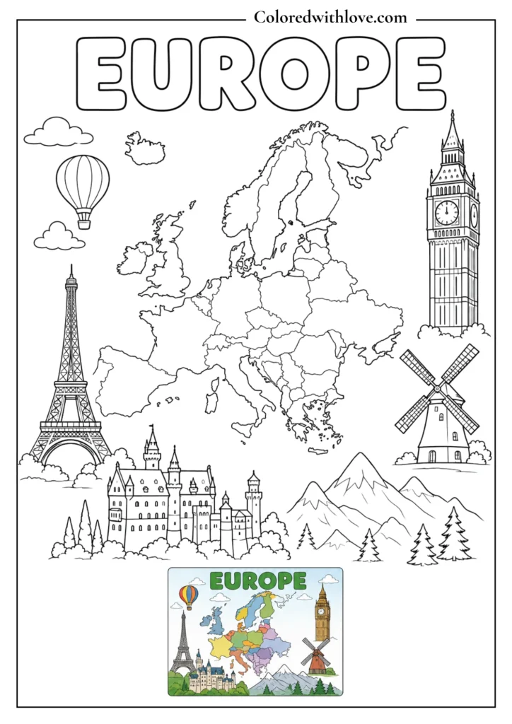 europe coloring page
