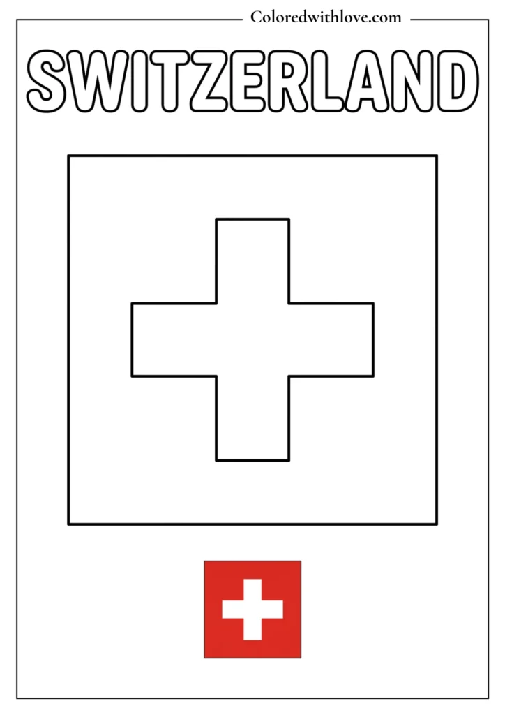 switzerland flag coloring page