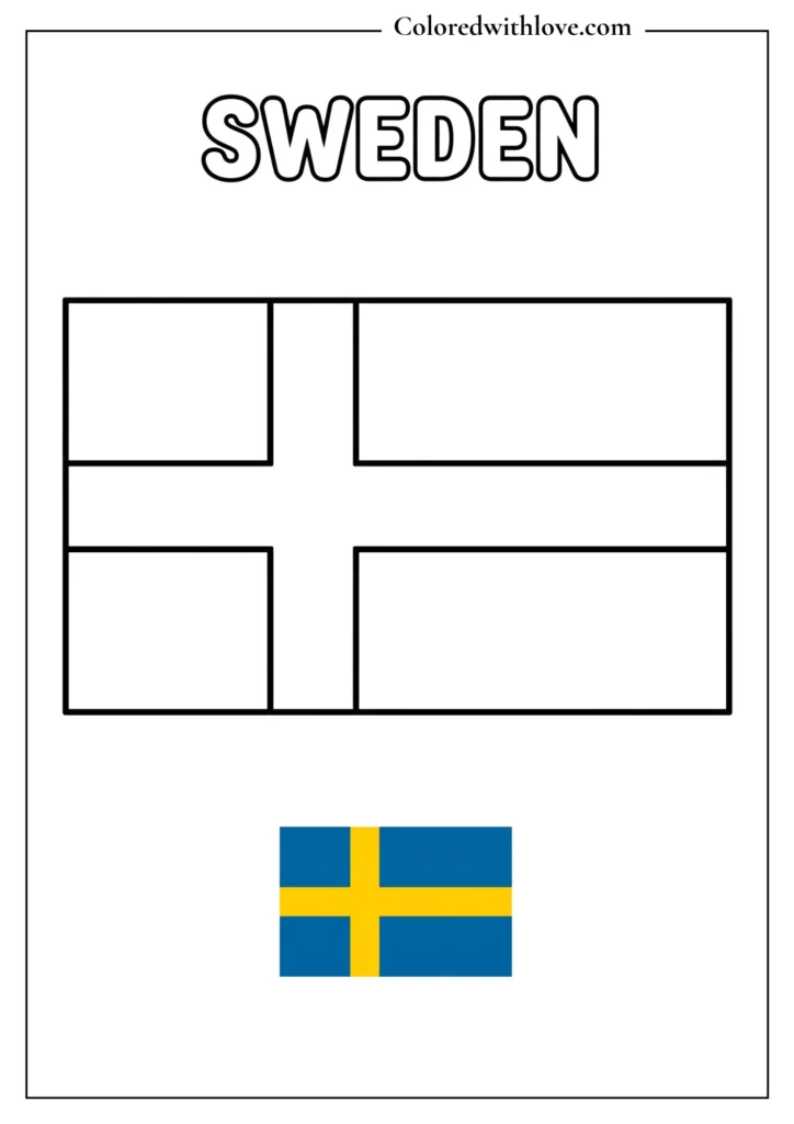 sweden flag coloring page
