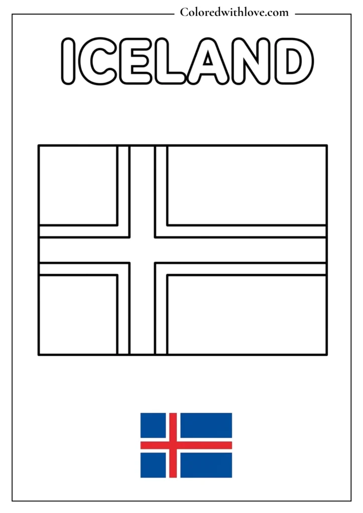 iceland flag coloring page