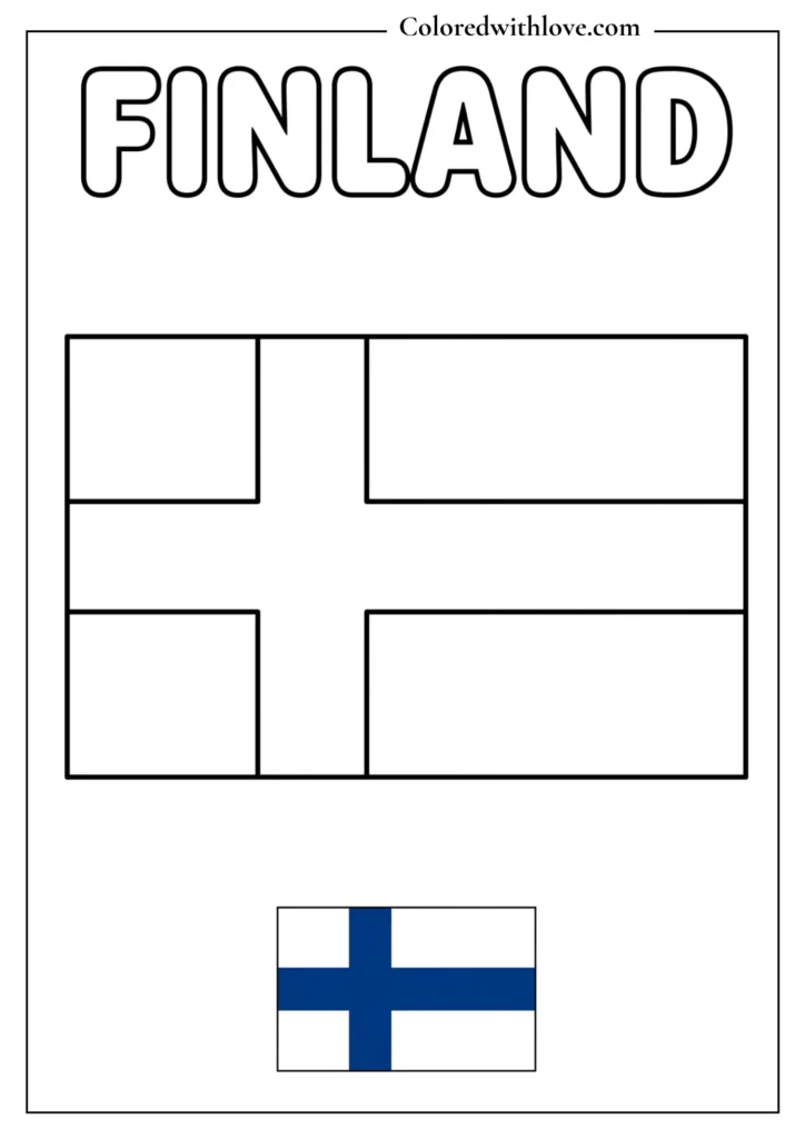 finland flag coloring page