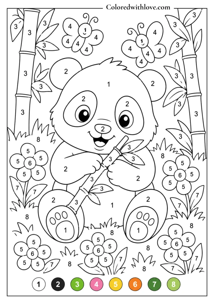 Color by Number adorable puppy printable coloring sheet for children