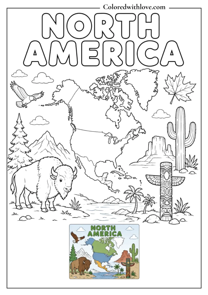 north america coloring page