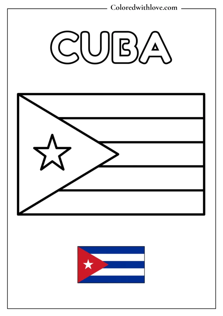 cuba flag coloring page