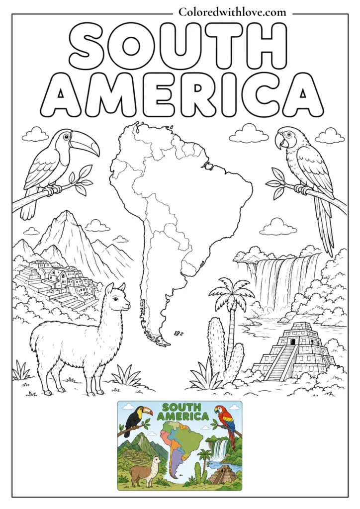 south america coloring page
