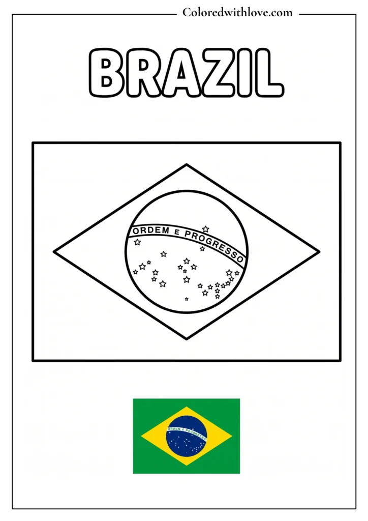 brazil flag coloring page