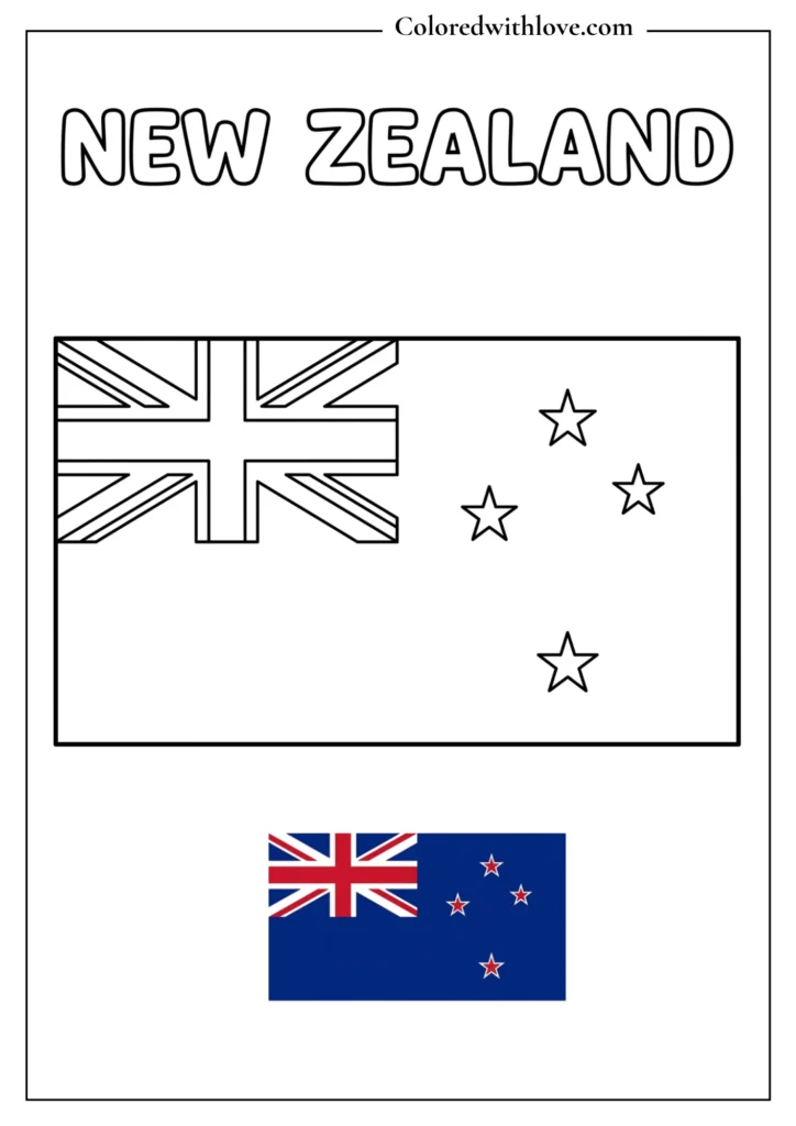 new zealand flag coloring page