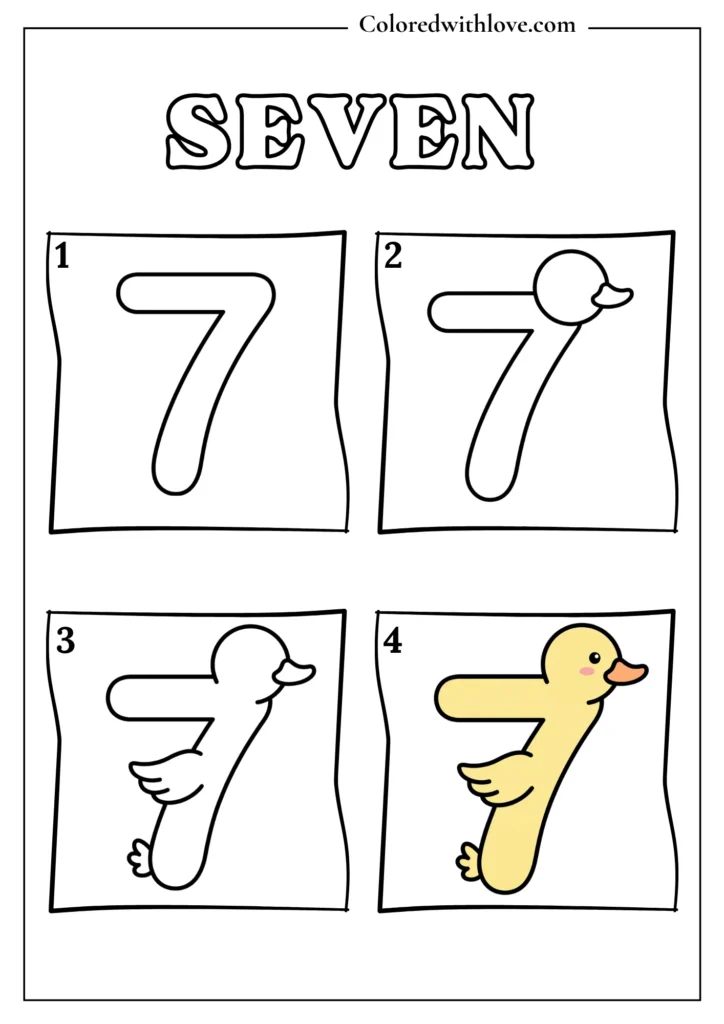 Drawing From Numbers coloring pages Seven Worksheet