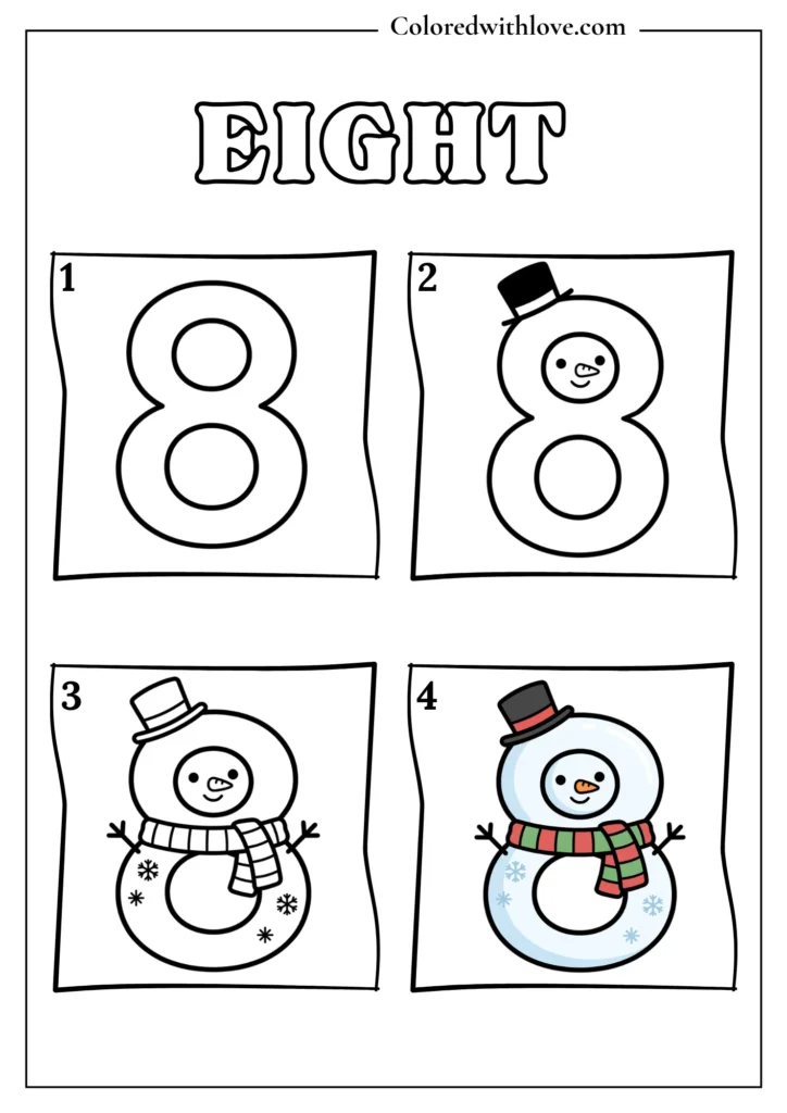 Drawing From Numbers coloring pages Eight Worksheet