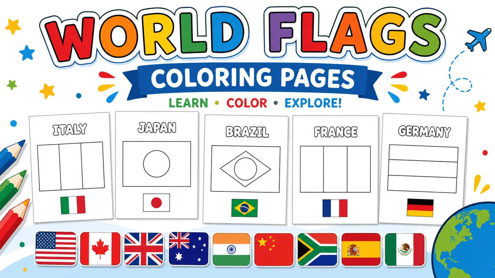 world flags coloring pages