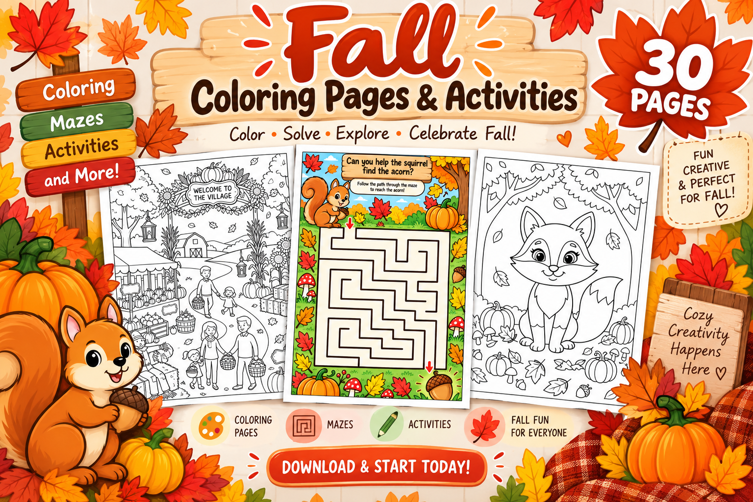 Fall Coloring Activities: Fun Printable Autumn Activities for Kids